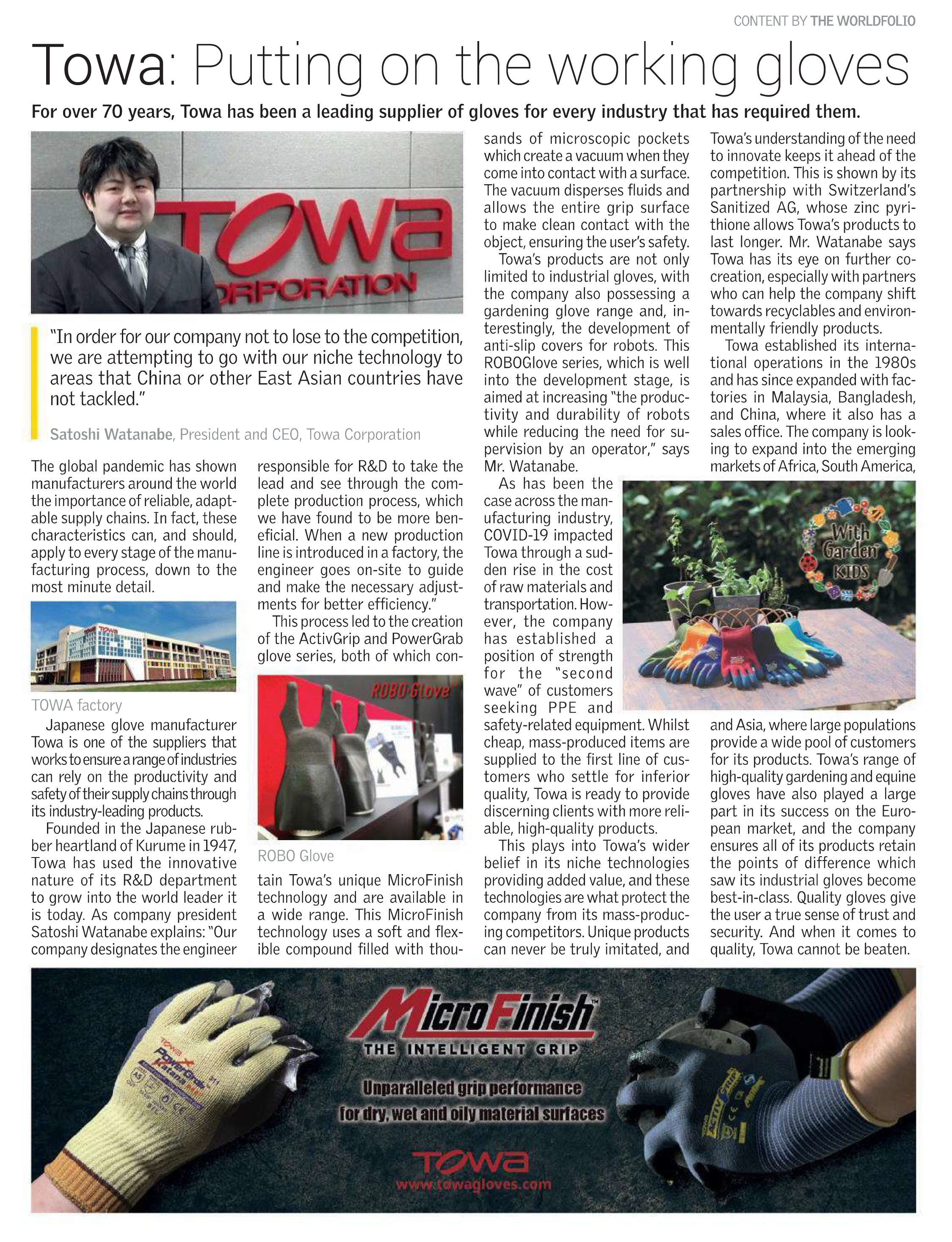 Article from Newsweek International about Towa Corporation published in 2022